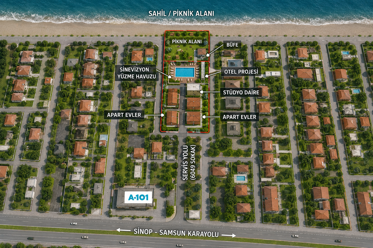 Huzur Apart Tatil Evleri Yerleşim Planı